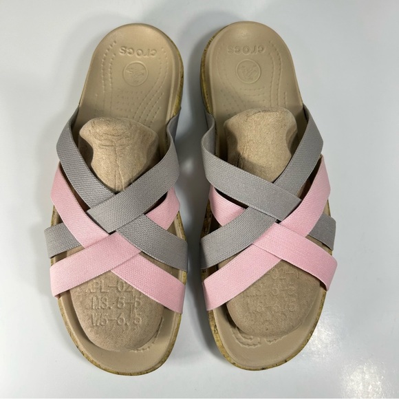 Crocs Edie Stretch Criss-Cross Strappy Slip On Slide Sandal 14966; Women’s Sz 10 - Picture 9 of 14